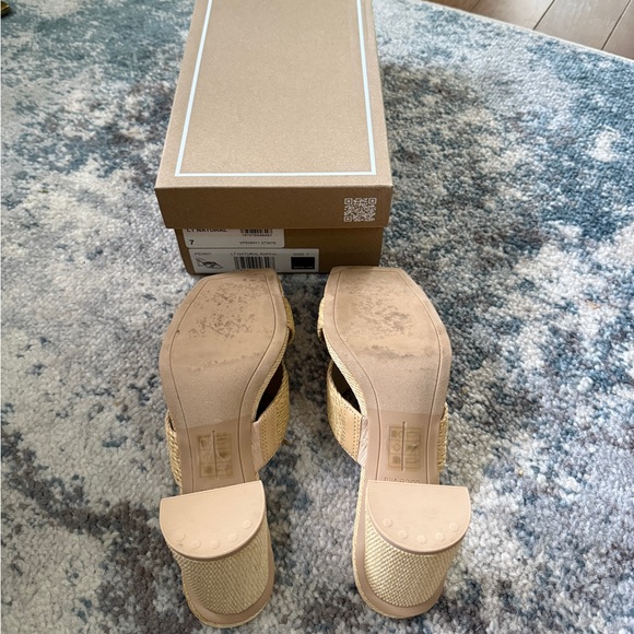 Dolce Vita Cream Woven Heeled Mules - Picture 6 of 9